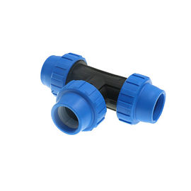 Blue Color Irrigation Tubing Connectors Tee Compression Tube Fittings