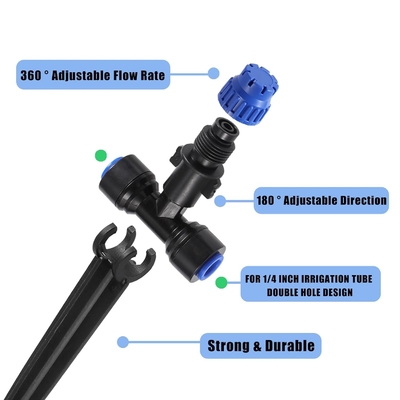 Adjustable 360 Degree Water System Drippers For 1/4 Inch Tubing Quick Connect