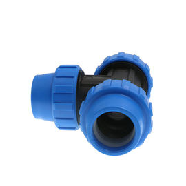 Blue Color Irrigation Tubing Connectors Tee Compression Tube Fittings